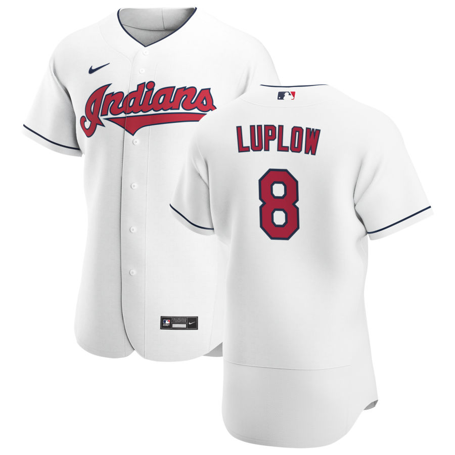 Cleveland Indians #8 Jordan Luplow Men Nike White Home 2020 Authentic Team MLB Jersey